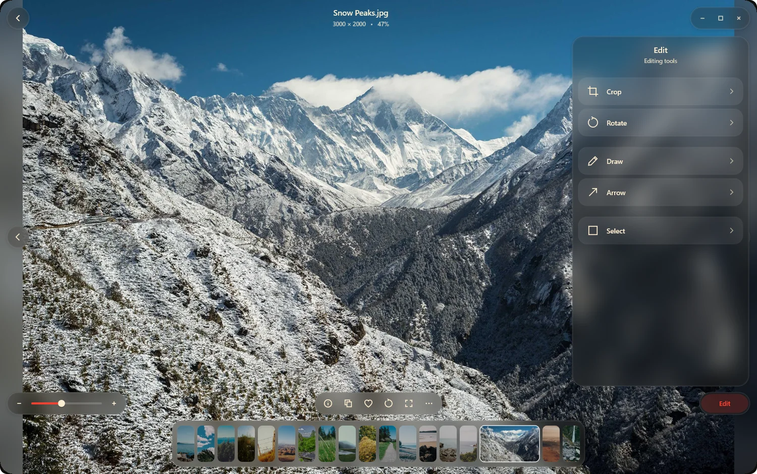 VetroLook editing tools: crop, rotate, draw, arrow, select